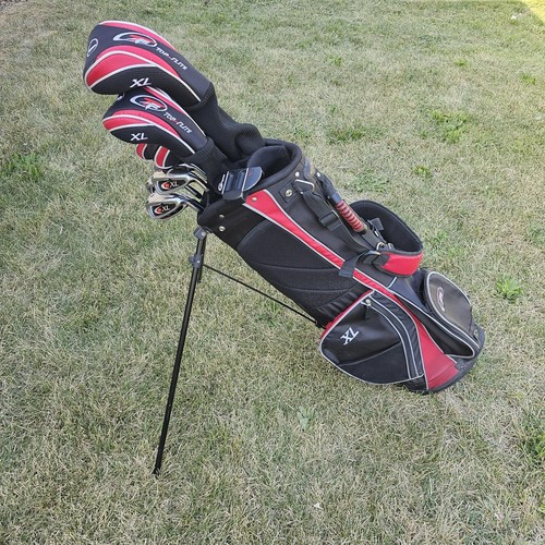 TopFlite XL Complete Golf Set Black Red 10 Clubs With Bag Mens