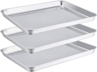 Toaster Oven Pans Stainless Steel Compact Baking Roasting Tray 10.5X8X1 Inch