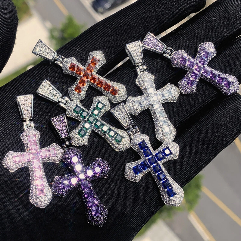 Hip Hop Circonita Circonita Colgante Acero Inoxidable Collar Cuello Rapero Accesorio Regalo Nuevo Foto 2 de 4