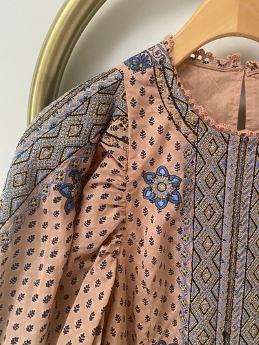Anthropologie Embroidered Multicolor Boho Lined Pockets Tunic Mini Dress Size S - Picture 8 of 11