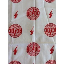 1 Yard AC DC Rock Roll fabric - 100 Cotton - white