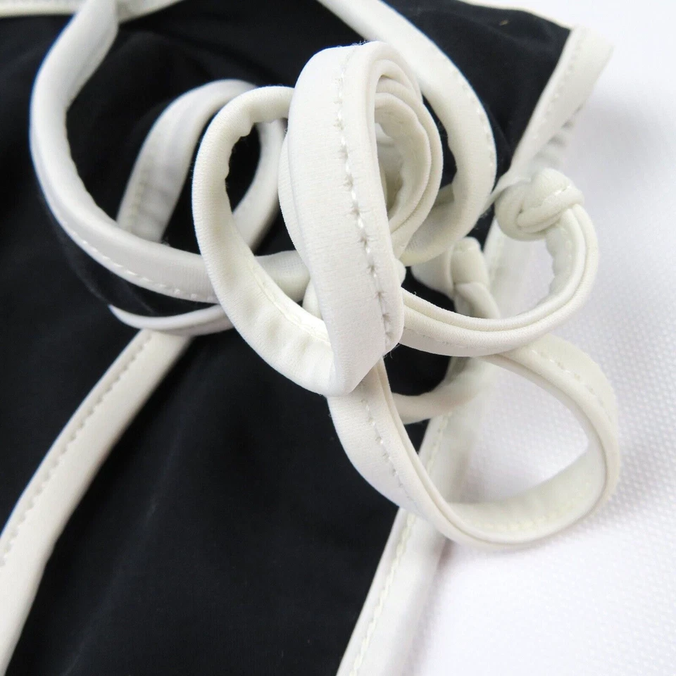 CALIFORNIA WAVES Black white swimsuit convertible top S, side-tie bottom XL - Image 3 of 4