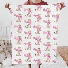 Personalized Cheetah Baby Blanket - Custom Name Nursery Gift