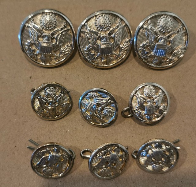 Lot Of 9 US Army Military General Service Buttons Coro C22 eBay