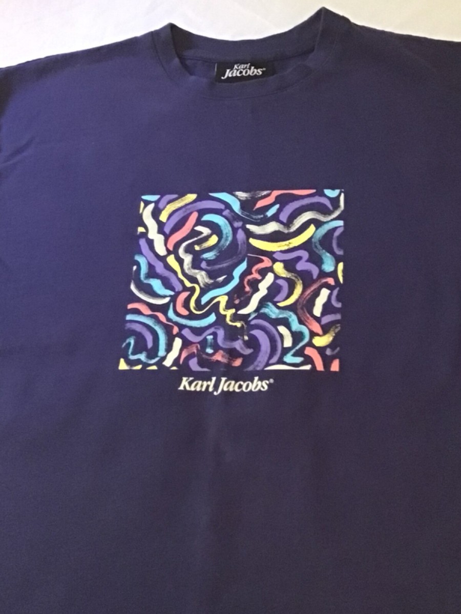トップス gerrit jacob print shirt Karl Jacobs Originals T-Shirt~Abstract Energy~Purple~M~VGC! | eBay