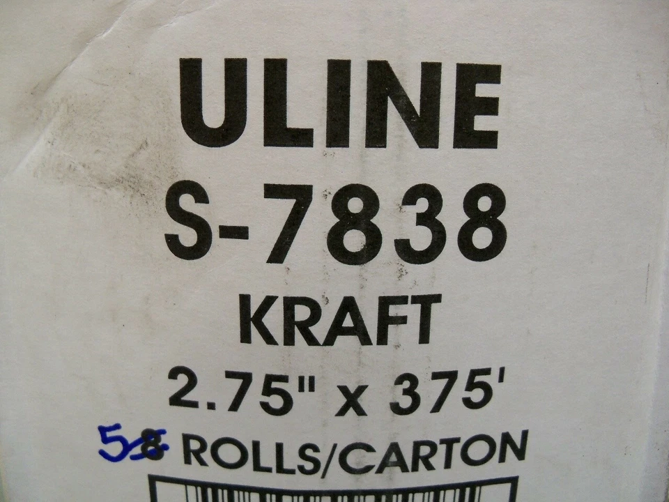 Fita Kraft reforçada ativada por água 2,75" x 375' S-7838 U-line lote de 5 rolos - Imagem 2 de 4