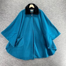 Lemoda Jacket Women M Medium Blue Collared 3/4 Sleeve Fleece One Button Pockets