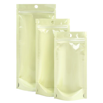 Clear Yellow Stand Up Resealable Stand Up Plastic Food Packaging Bags Pouches