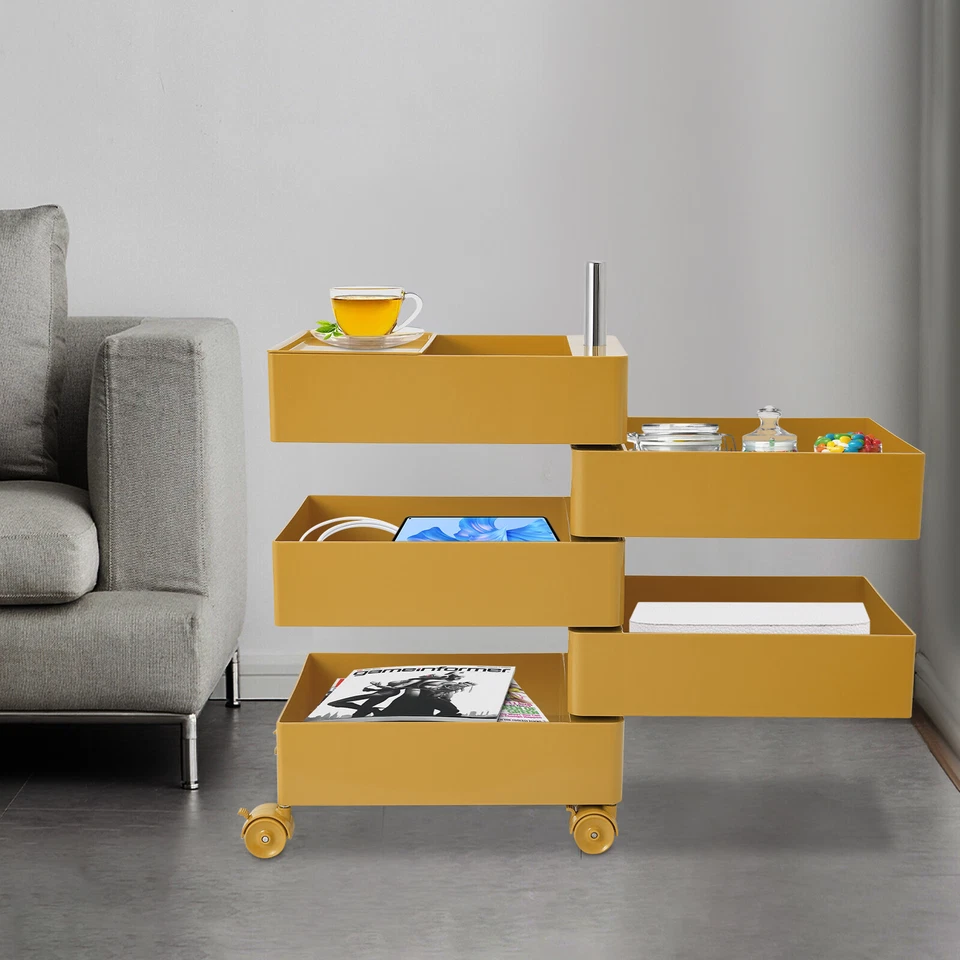 Sofá moderno giratorio 360° armario lateral armario de almacenamiento mesita de noche amarillo Foto 4 de 4