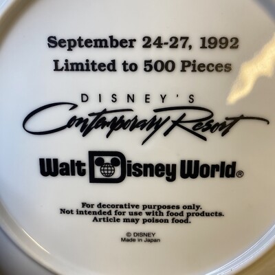 1st Disneyana Convention 1992 PLATE Lmtd Ed 300 Walt Disney