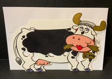 American Greetings Die Cut Birthday Card UNUSED Hilarious Holy Cow! Chewing Cud