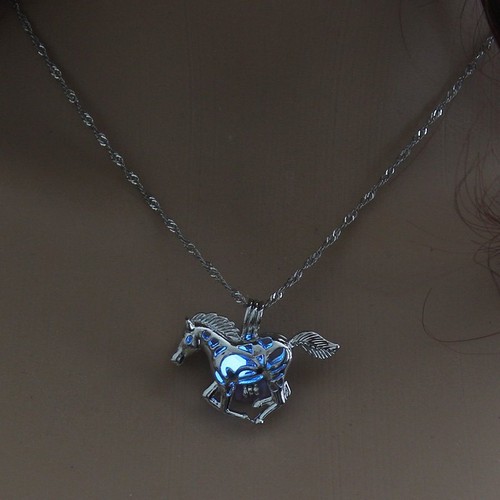 Collar colgante Sirena Búho que brilla en la oscuridad luminoso Steampunk joyería regalos - Imagen 27 de 30