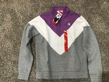 WOMENS FILA LAV/GRY/WHT COLLARD PULLOVER SWEATSHIRT SZ MED BRAND NEW FREE SHIP 