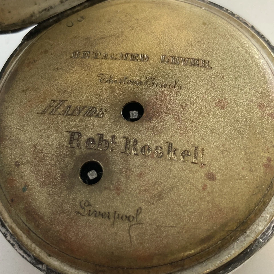 Reloj Bolsillo Años 1800 "Robert Roskell Liverpool" 13 Joyas Palanca Separada Cuerda Llave Foto 4 de 4