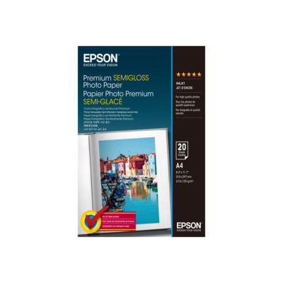 Epson Premium Semigloss Photo Paper Halbglänzend A4 210 x 297 mm C13S041332 Weiß