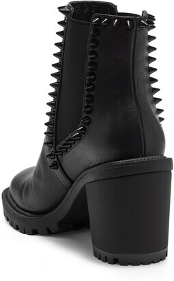 Jessica Simpson Demmie Lug Sole Studded Black Leather Chelsea Booties Boots  | eBay