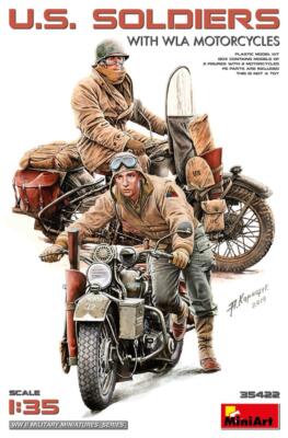 MiniArt 35422 US-Soldaten mit WLA Motorrädern 1:35 Bausatz Neu