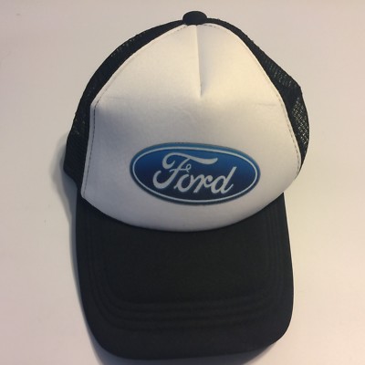 Vtg Ford Trucker Style Mesh Snap Back White Black Hat UK