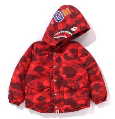 A BATHNIG APE BAPE KIDS COLOR CAMO SHARK 4WAY DOWN JACKET