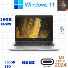 HP ELITEBOOK 745 G6 14" TOUCH AMD Ryzen 5 16GB RAM 512GB NVME SSD Win11 Office24