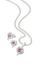 4-tlg. SCHMUCK SET AMY KETTE HALSKETTE OHRSTECKER SWAROVSKI KRISTALL HERZ FORM