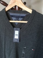 tommy hilfiger sweater men xxl New With Tag Cotton Cashmere Dark Gray