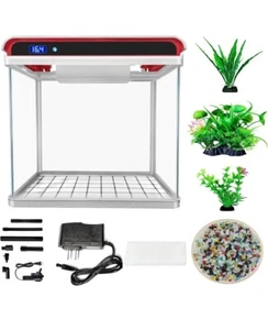  Glass Fish Tank with Tricolour LED Lights, Filter Water Pump and Water 