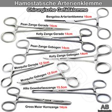 Chirurgische Arterienklemme Kelly Pean Zange Gef&auml;&szlig;klemme H&auml;mostatika Mosquito CE