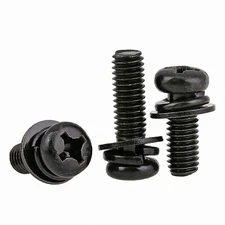 Phillips Pan Head Machine Screws Sping/Flat Washer Sems Screw Black Zinc Plated