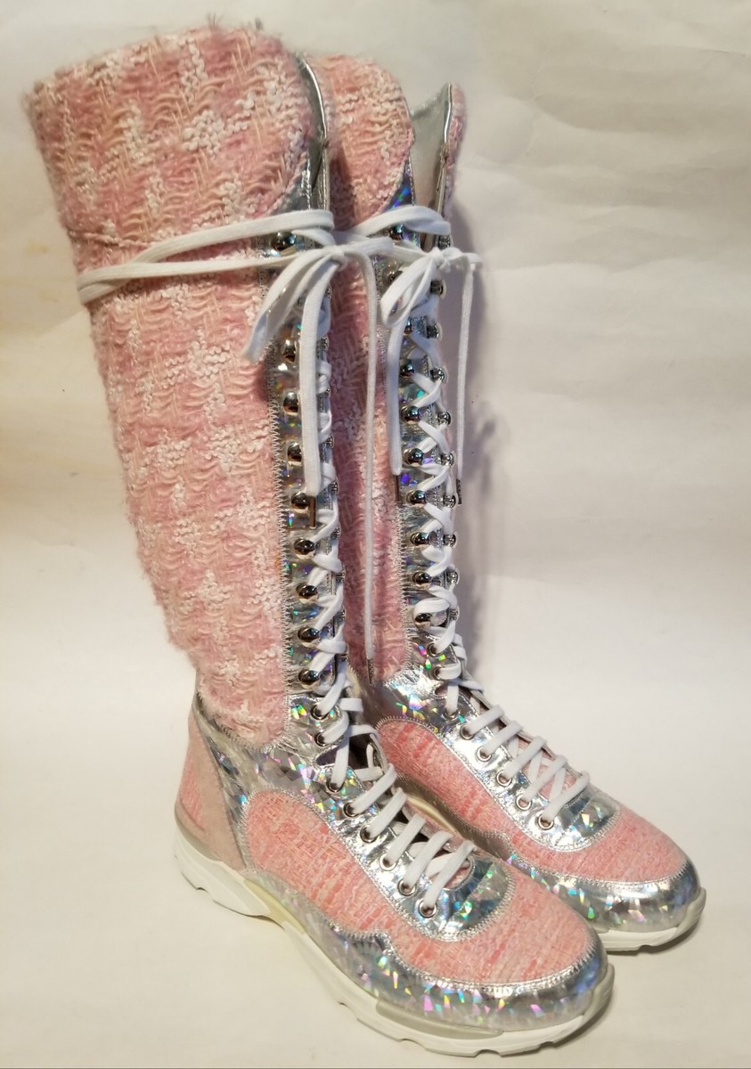 Chanel Knee High Sneakers tennis shoes Supermarket runway 14A 2014