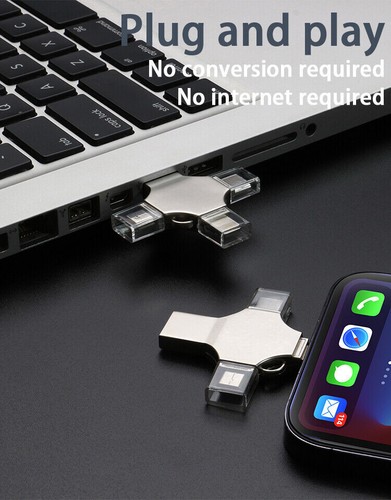 4 in 1 USB 3.0 Flash Drive Memory Photo Stick for iPhone Android iPad Type C - Picture 9 of 27