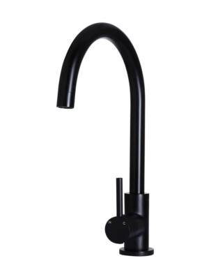 Meir Round Gooseneck Kitchen Mixer Tap Matte Black MK03