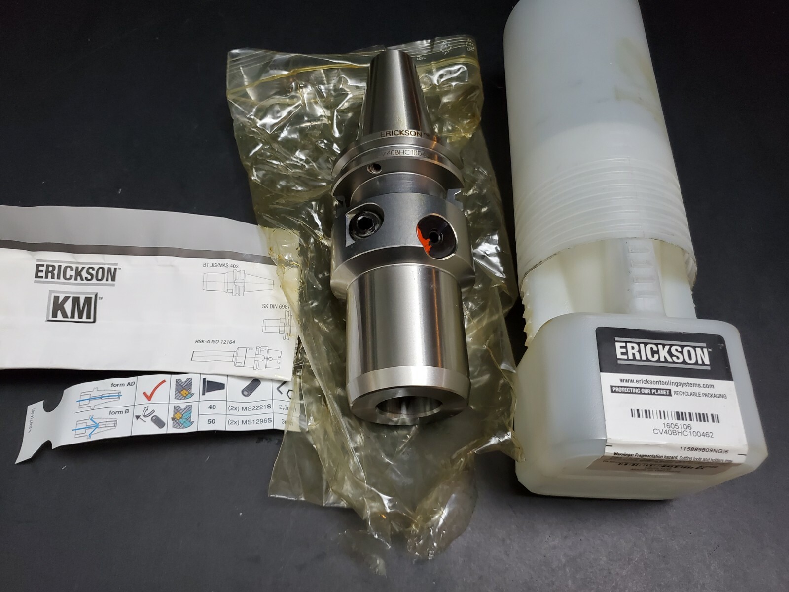 Erickson CAT40 1" Hydraulic Tool Holder CV40BHC100462 Schunk Chuck