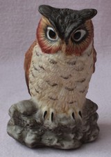 THE LEONARDO COLLECTION ORNAMENT - OWL BROWN AND CREAM FINE PORCELAIN FOREIGN 