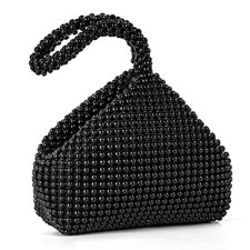 Women's Evening Bag- Upgraded Larger Size Full Rhinestones Bling Beaded Balck