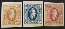 ROMANIA 1865 Mint Hinged Complete Set of 3 Stamps Michel #11-13 Unchecked