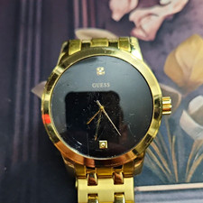 GUESS Men's U11576G3 Diamond Accent Watch - Black & Gold Tone 44mm