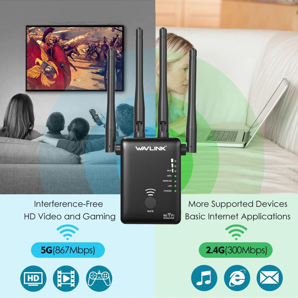 WiFi Range Extender Repeater Wireless Amplifier Router Signal Booster ...