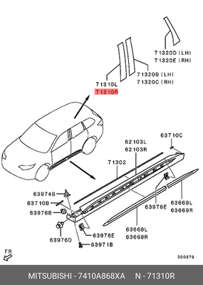 Genuine OE Tape Front Door Sash Right Hand 7410A868XA for