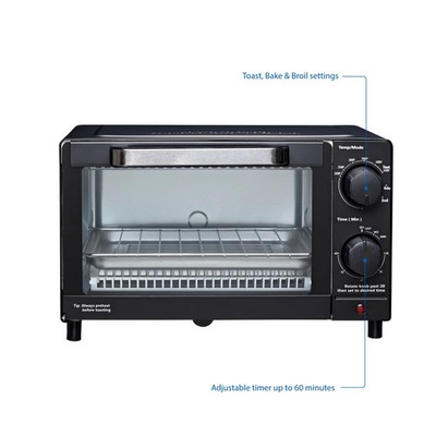 Mainstays 4-Slice Countertop Toaster Oven with 3 Settings, Includes Baking Rack