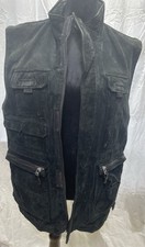 Men's M. Julian Wilson's Leather Suede Black Vest Jacket Sz XL Western Chore