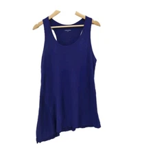 Eileen Fisher Racerback Tunic Tank Top 100% Organic Linen Blue Size Medium