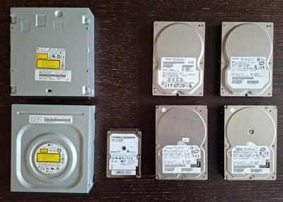 PC Laufwerke Bundle   2x DVD Brenner + 5x HDD   ideal für Bastler, Retro, Backup