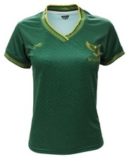 Bolivia Women’s Soccer Fan Jersey Green V-Neck Short Sleeve Football Shirt