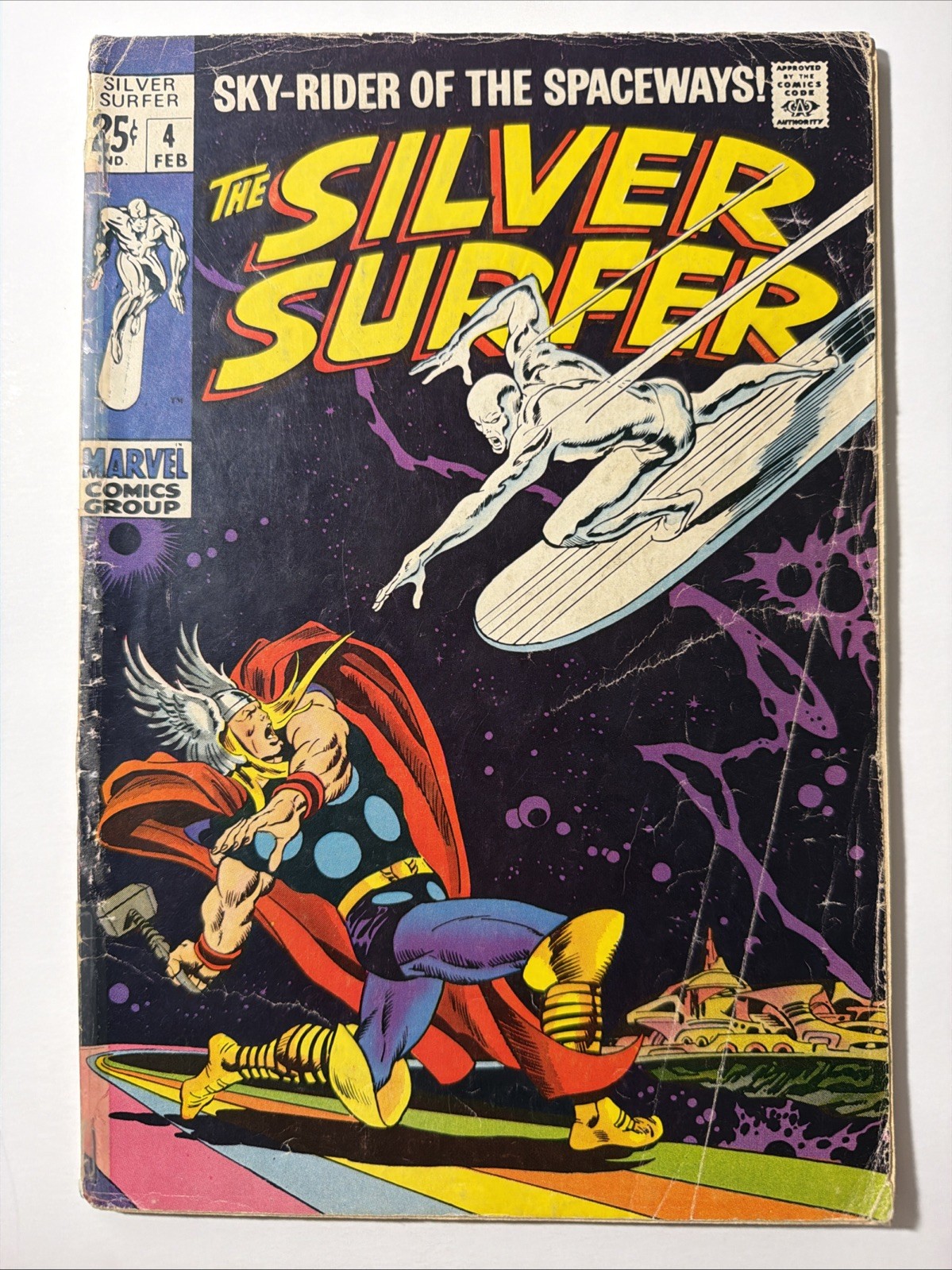 Silver Surfer #4 Classic Thor Cover By John Buscema Low Grade but Complete