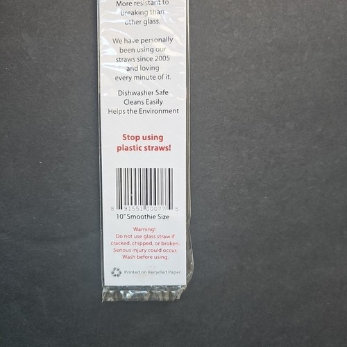 Glass Drinking Straws 10" Long Reusable Eco Friendly Clear With Cleaning Brush - 第 7/8 張圖片