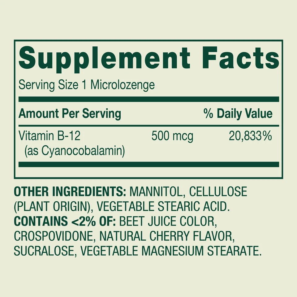 Spring Valley Sublingual Vitamin B12 Microlozenges, 500 mcg, 200 Count - Image 2 of 4