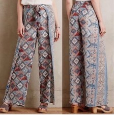 Anthropologie Elevenses Seaflower Wide Leg Boho Pants Size 2
