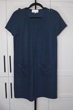 Navy Blue Short Sleeve Mini Shift Dress w/ Pockets SKU247