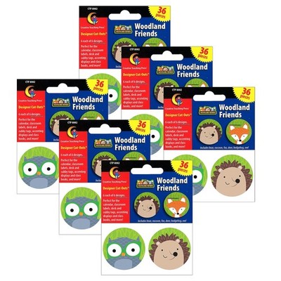36 Pcs Woodland Friends 3'' Designer Cut-Outs Classroom Accents CTP 8082